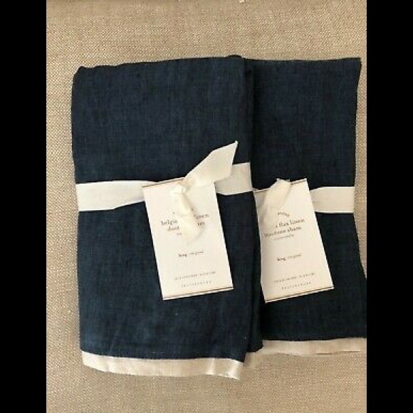 Pottery Barn Linen Shams King Blue Duotone 2, NWT - Picture 2 of 4